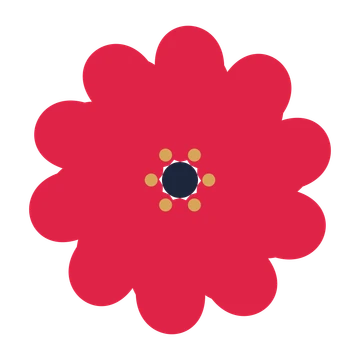 A 10-petal clover flower with a stamen centre and a transparent background.