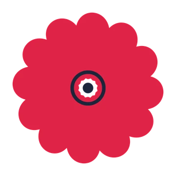 A 12-petal clover flower with a ring centre and a transparent background.