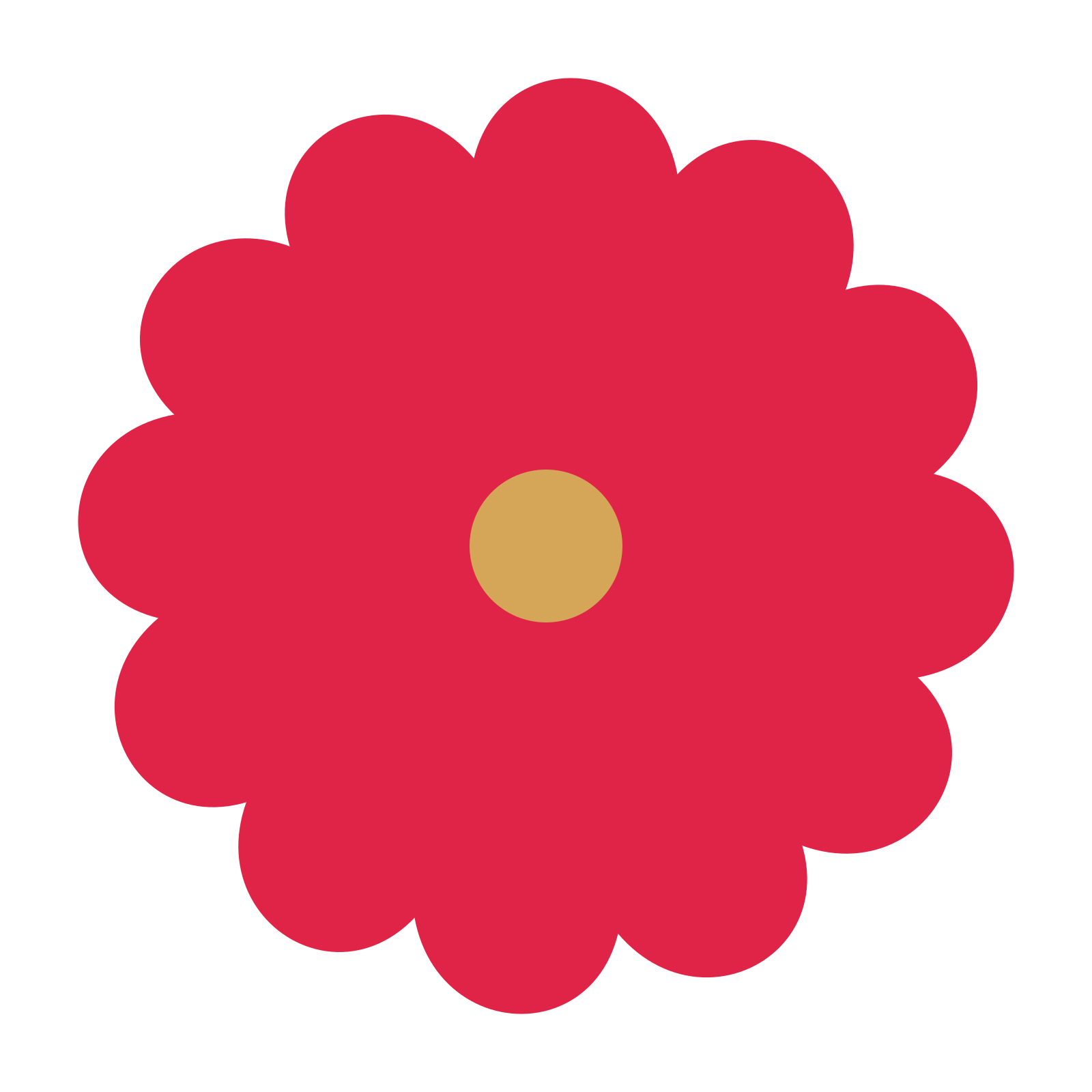 A 12-petal clover flower with a seed centre and a transparent background.