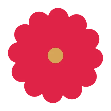 A 12-petal clover flower with a seed centre and a transparent background.