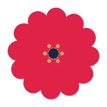 A 12-petal clover flower with a stamen centre and a transparent background.