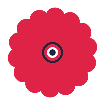 A 14-petal clover flower with a ring centre and a transparent background.