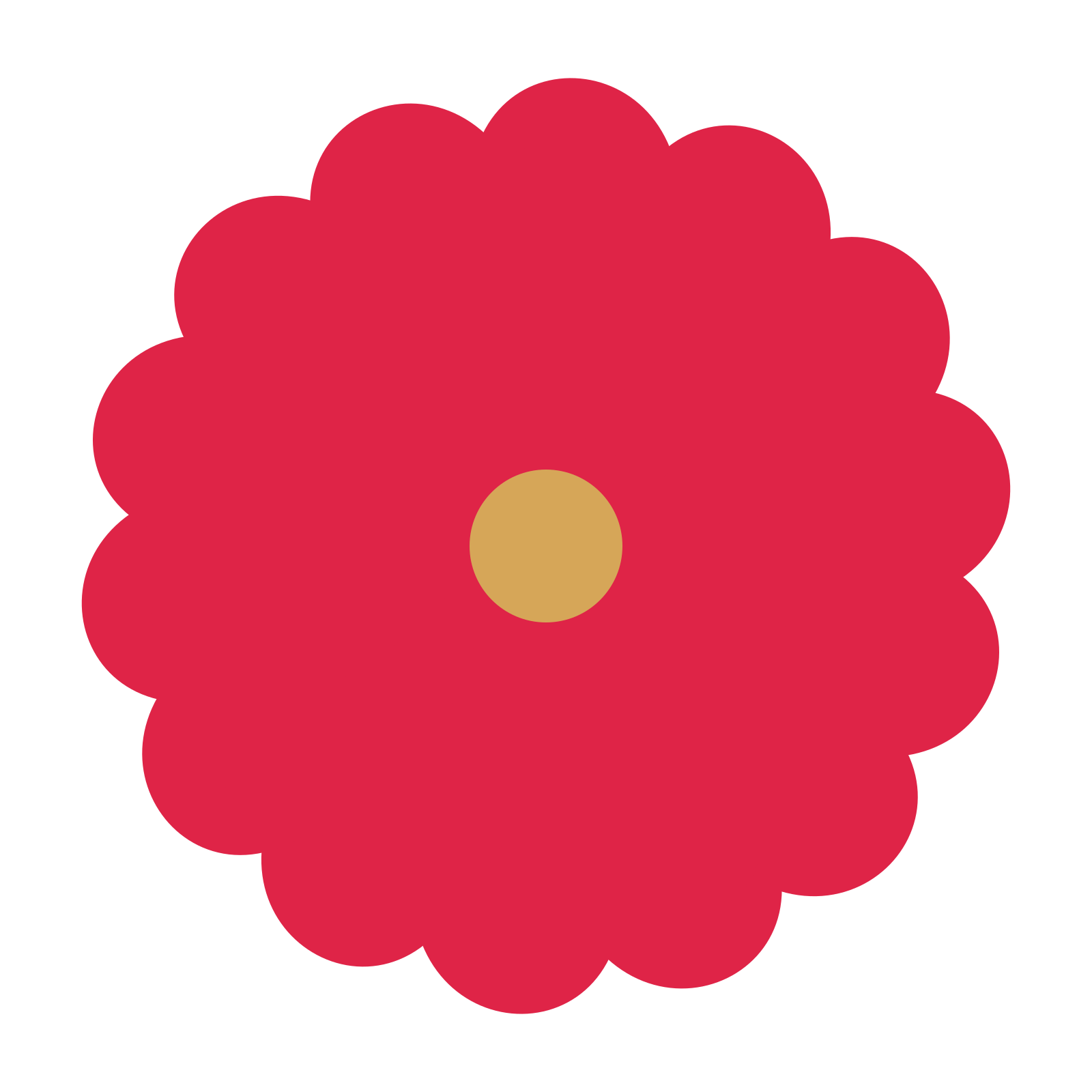 A 14-petal clover flower with a seed centre and a transparent background.