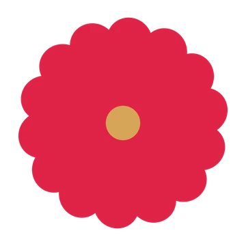 A 14-petal clover flower with a seed centre and a transparent background.
