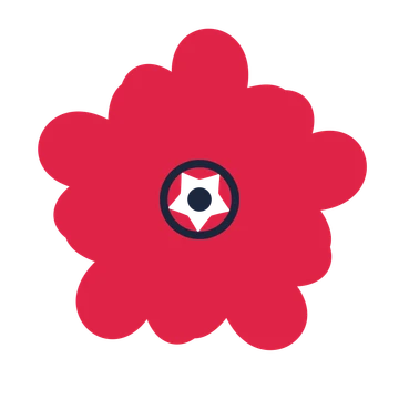 A 5-petal clover flower with a ring centre and a transparent background.
