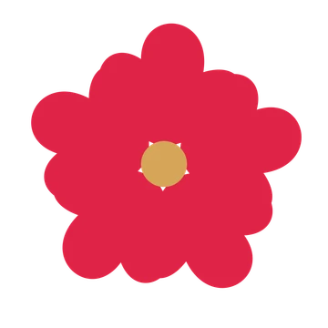A 5-petal clover flower with a seed centre and a transparent background.