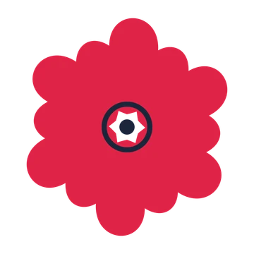 A 6-petal clover flower with a ring centre and a transparent background.