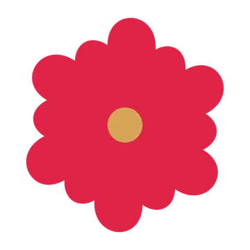 A 6-petal clover flower with a seed centre and a transparent background.