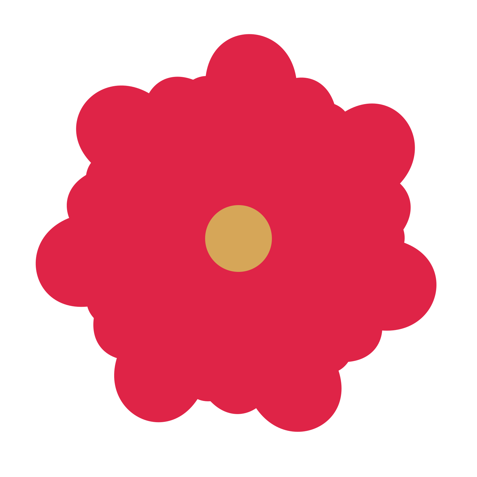A 7-petal clover flower with a seed centre and a transparent background.
