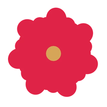 A 7-petal clover flower with a seed centre and a transparent background.