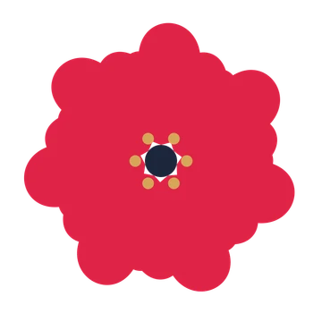 A 7-petal clover flower with a stamen centre and a transparent background.