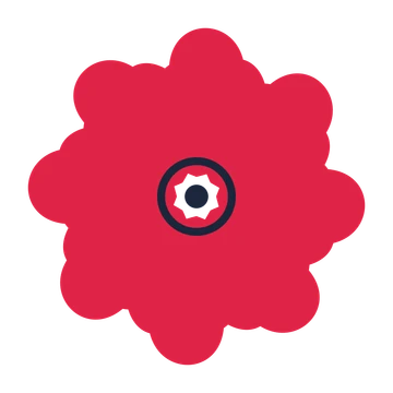 A 8-petal clover flower with a ring centre and a transparent background.