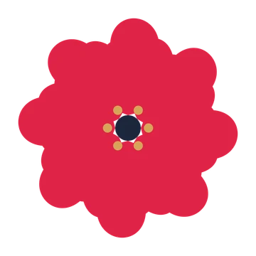 A 8-petal clover flower with a stamen centre and a transparent background.