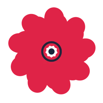 A 9-petal clover flower with a ring centre and a transparent background.