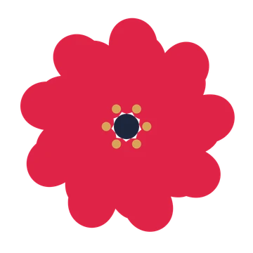 A 9-petal clover flower with a stamen centre and a transparent background.