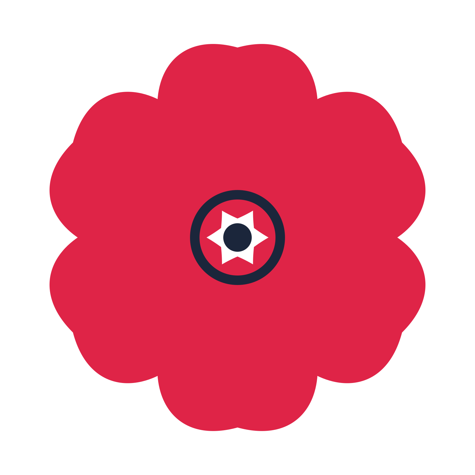 A 6-petal cosmos flower with a ring centre and a transparent background.