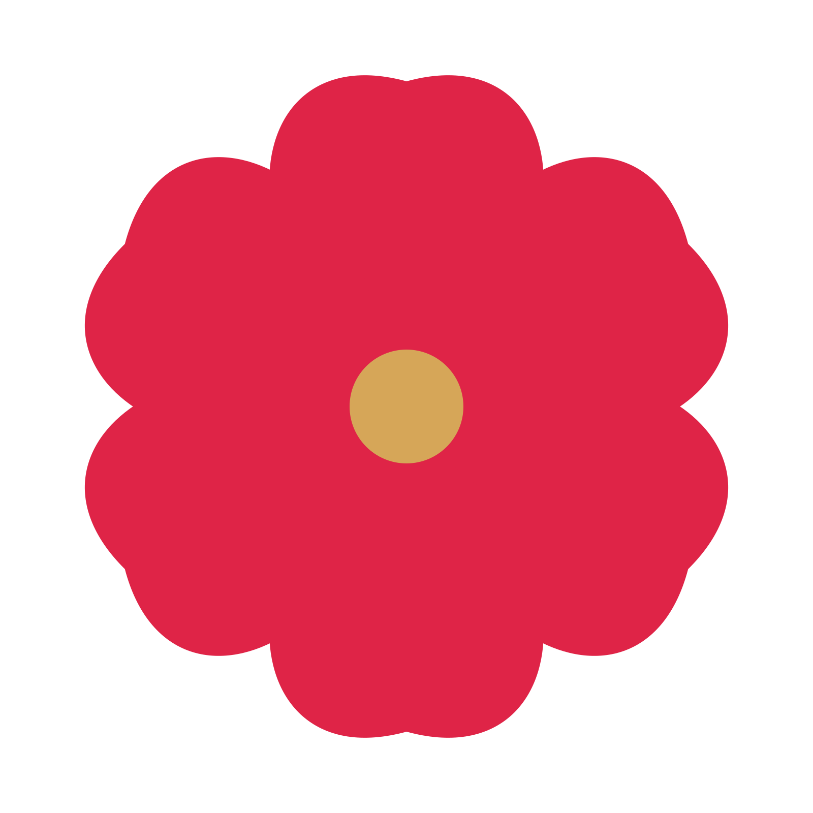 A 6-petal cosmos flower with a seed centre and a transparent background.