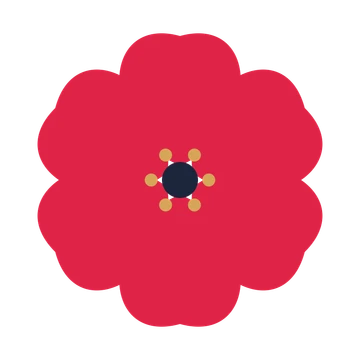 A 6-petal cosmos flower with a stamen centre and a transparent background.