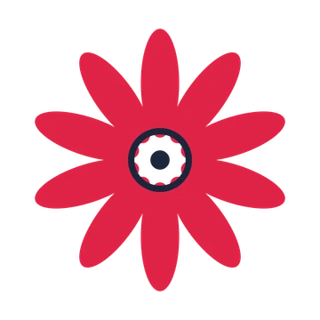A 10-petal daisy flower with a ring centre and a transparent background.