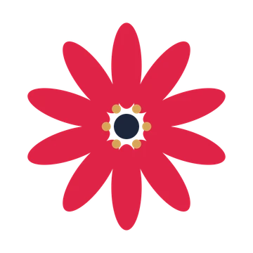 A 10-petal daisy flower with a stamen centre and a transparent background.