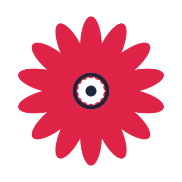 A 14-petal daisy flower with a ring centre and a transparent background.