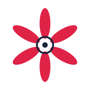 A 6-petal daisy flower with a ring centre and a transparent background.