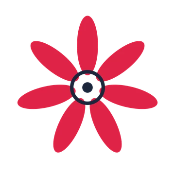 A 7-petal daisy flower with a ring centre and a transparent background.