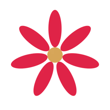 A 7-petal daisy flower with a seed centre and a transparent background.
