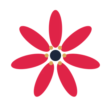 A 7-petal daisy flower with a stamen centre and a transparent background.