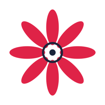 A 8-petal daisy flower with a ring centre and a transparent background.