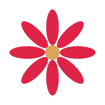A 8-petal daisy flower with a seed centre and a transparent background.