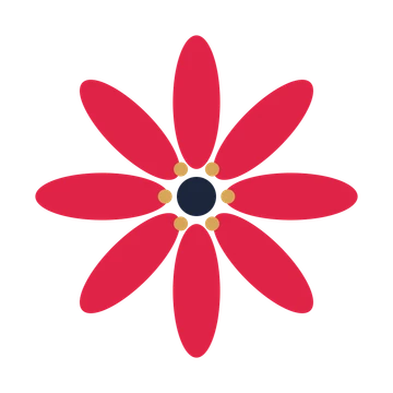 A 8-petal daisy flower with a stamen centre and a transparent background.