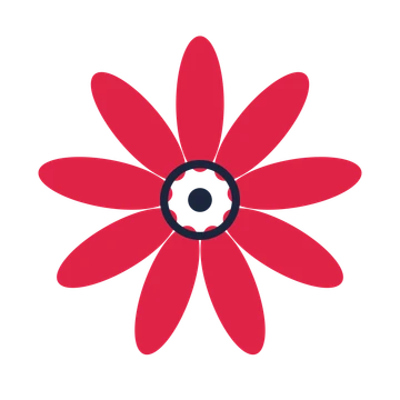 A 9-petal daisy flower with a ring centre and a transparent background.