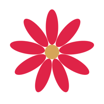 A 9-petal daisy flower with a seed centre and a transparent background.