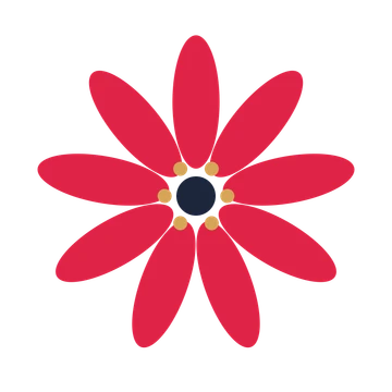 A 9-petal daisy flower with a stamen centre and a transparent background.