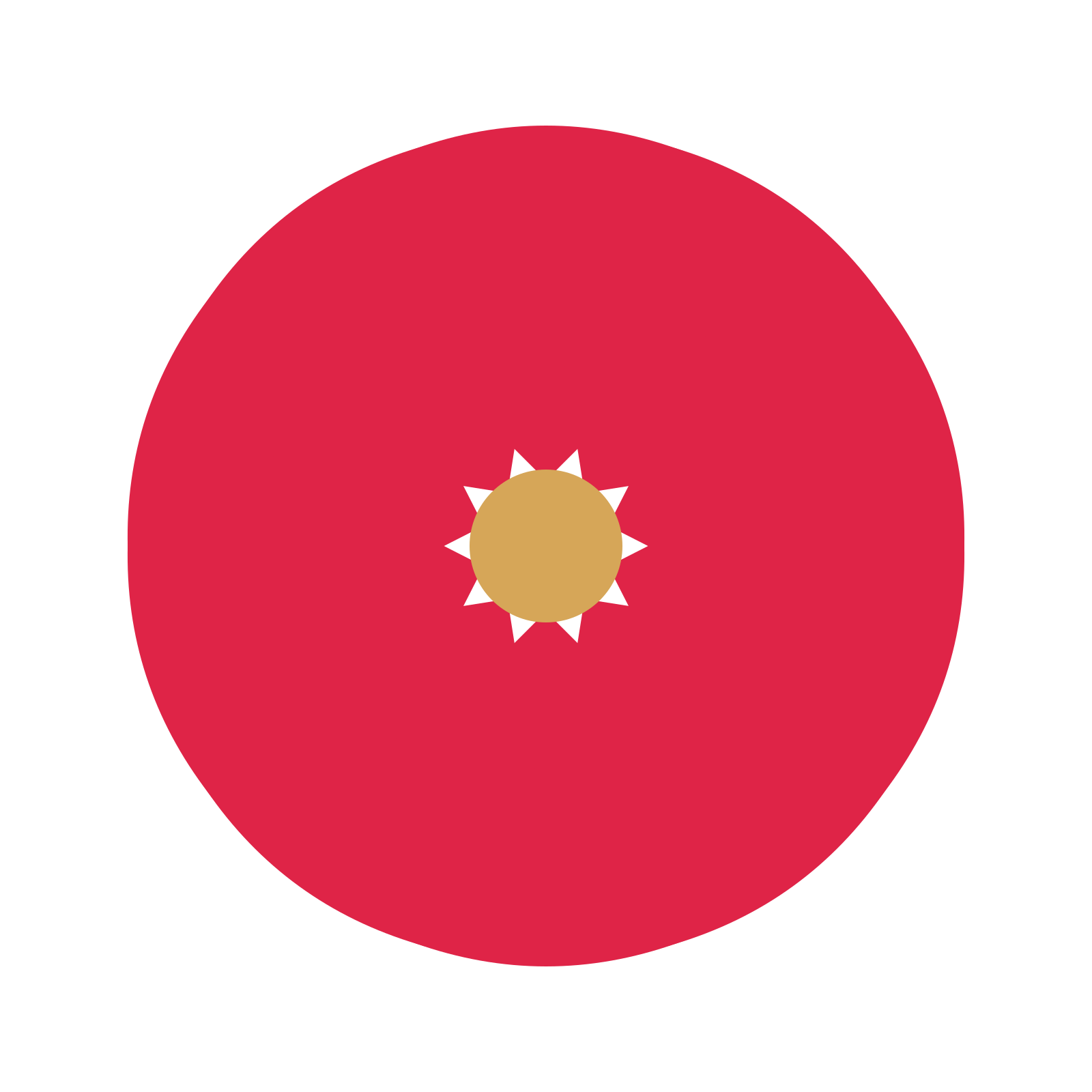 A 10-petal fan flower with a seed centre and a transparent background.