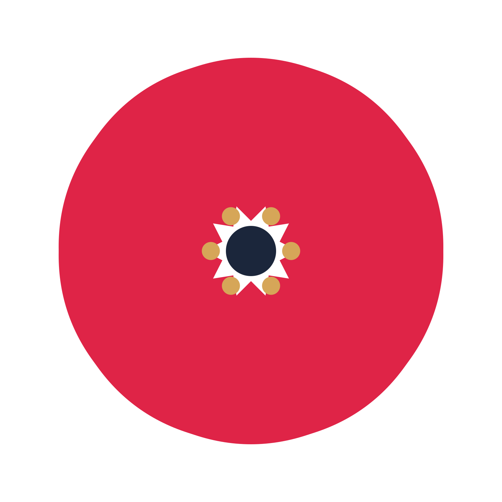 A 10-petal fan flower with a stamen centre and a transparent background.