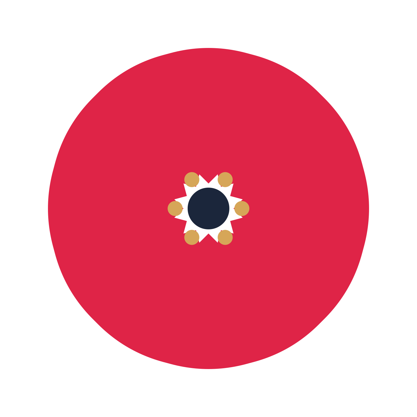 A 12-petal fan flower with a stamen centre and a transparent background.
