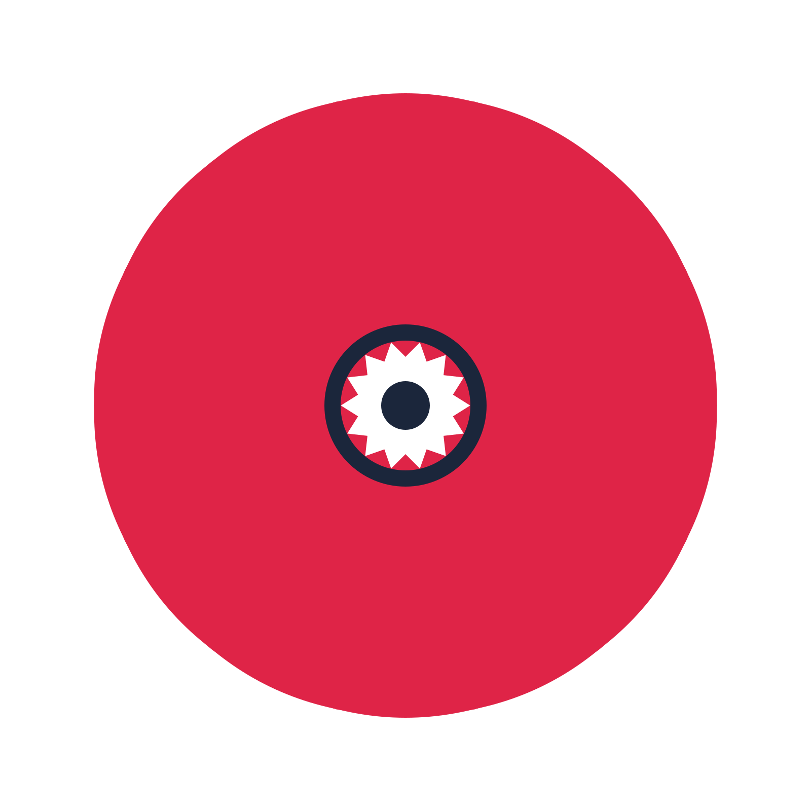 A 14-petal fan flower with a ring centre and a transparent background.