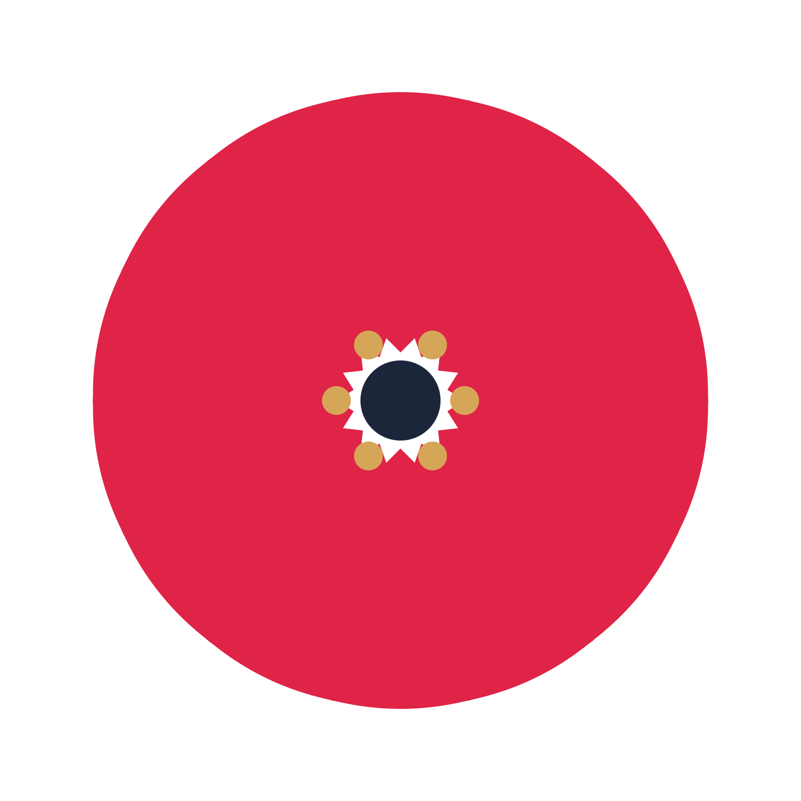 A 14-petal fan flower with a stamen centre and a transparent background.