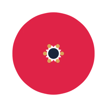 A 14-petal fan flower with a stamen centre and a transparent background.