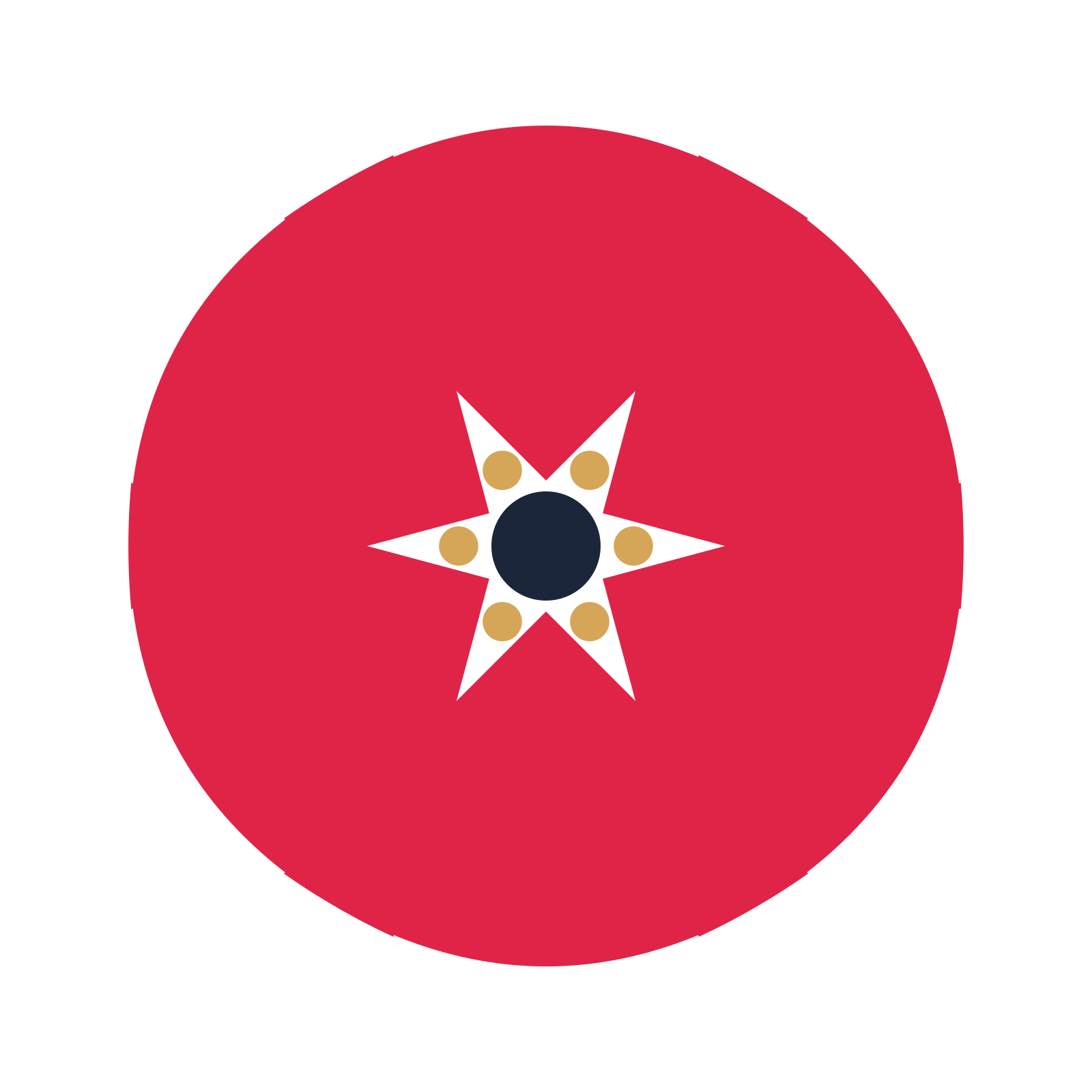 A 6-petal fan flower with a stamen centre and a transparent background.