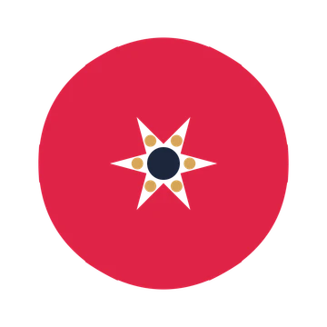 A 6-petal fan flower with a stamen centre and a transparent background.