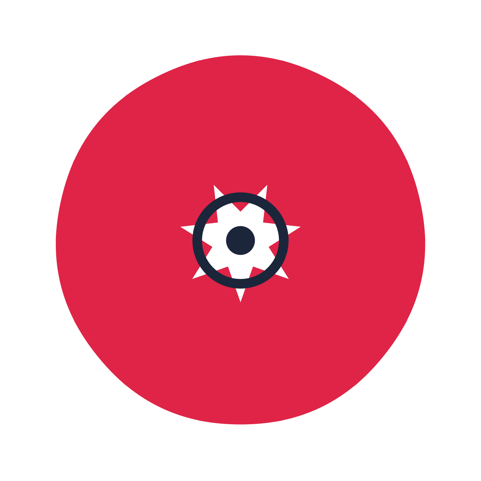 A 7-petal fan flower with a ring centre and a transparent background.