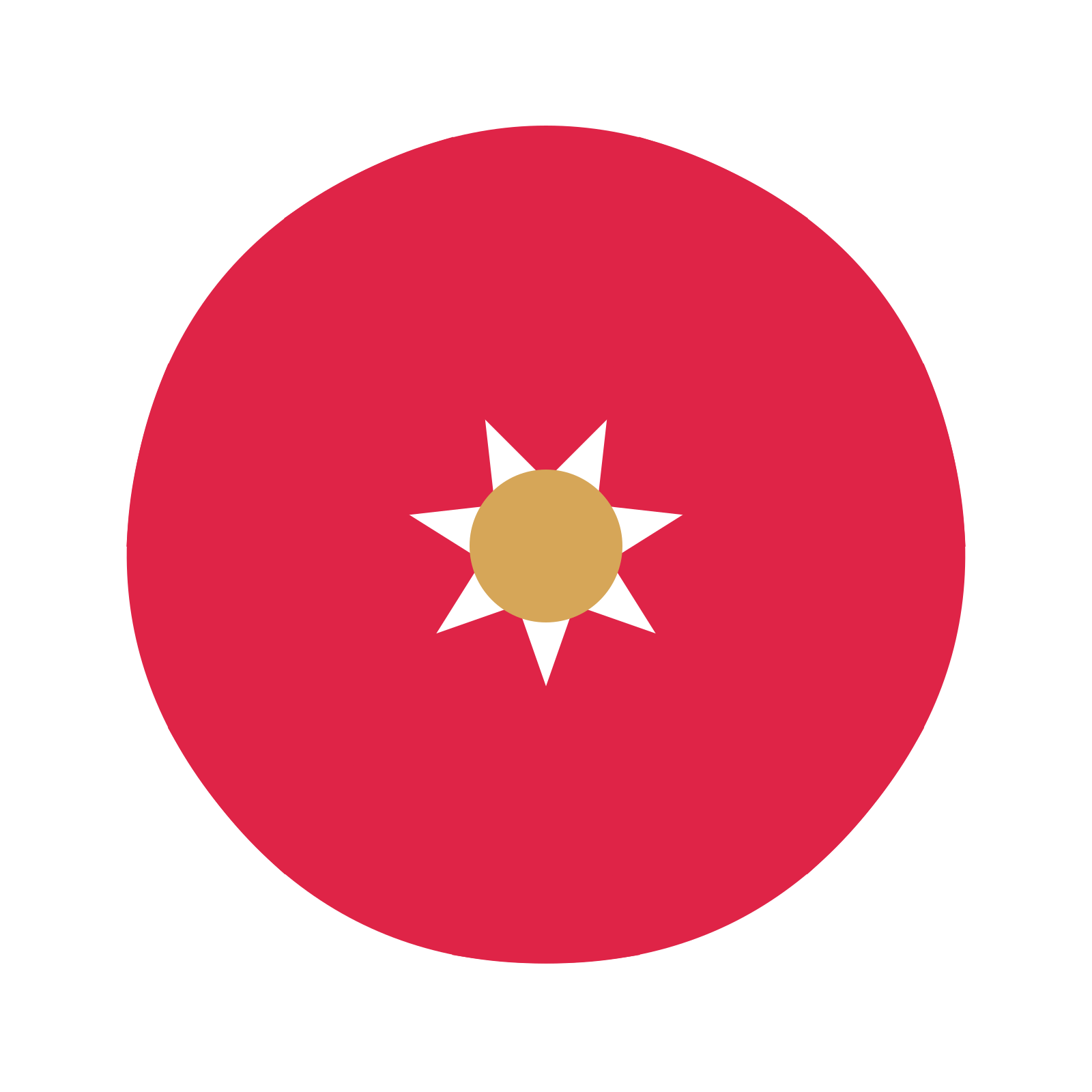 A 7-petal fan flower with a seed centre and a transparent background.
