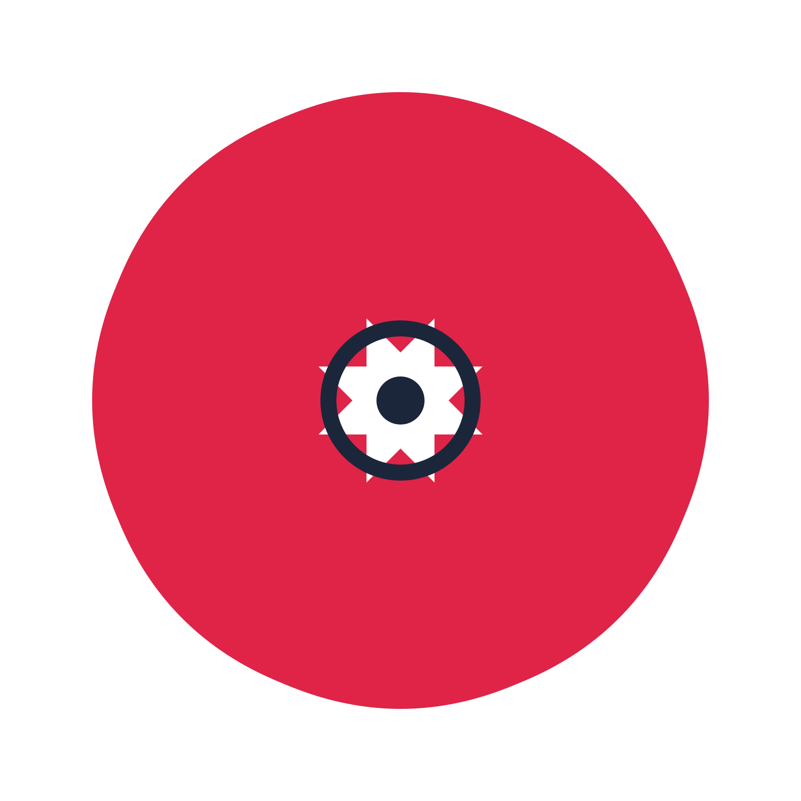 A 8-petal fan flower with a ring centre and a transparent background.