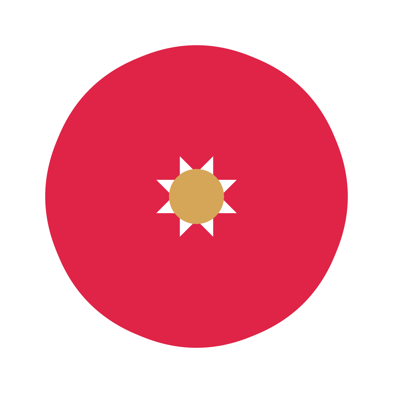A 8-petal fan flower with a seed centre and a transparent background.