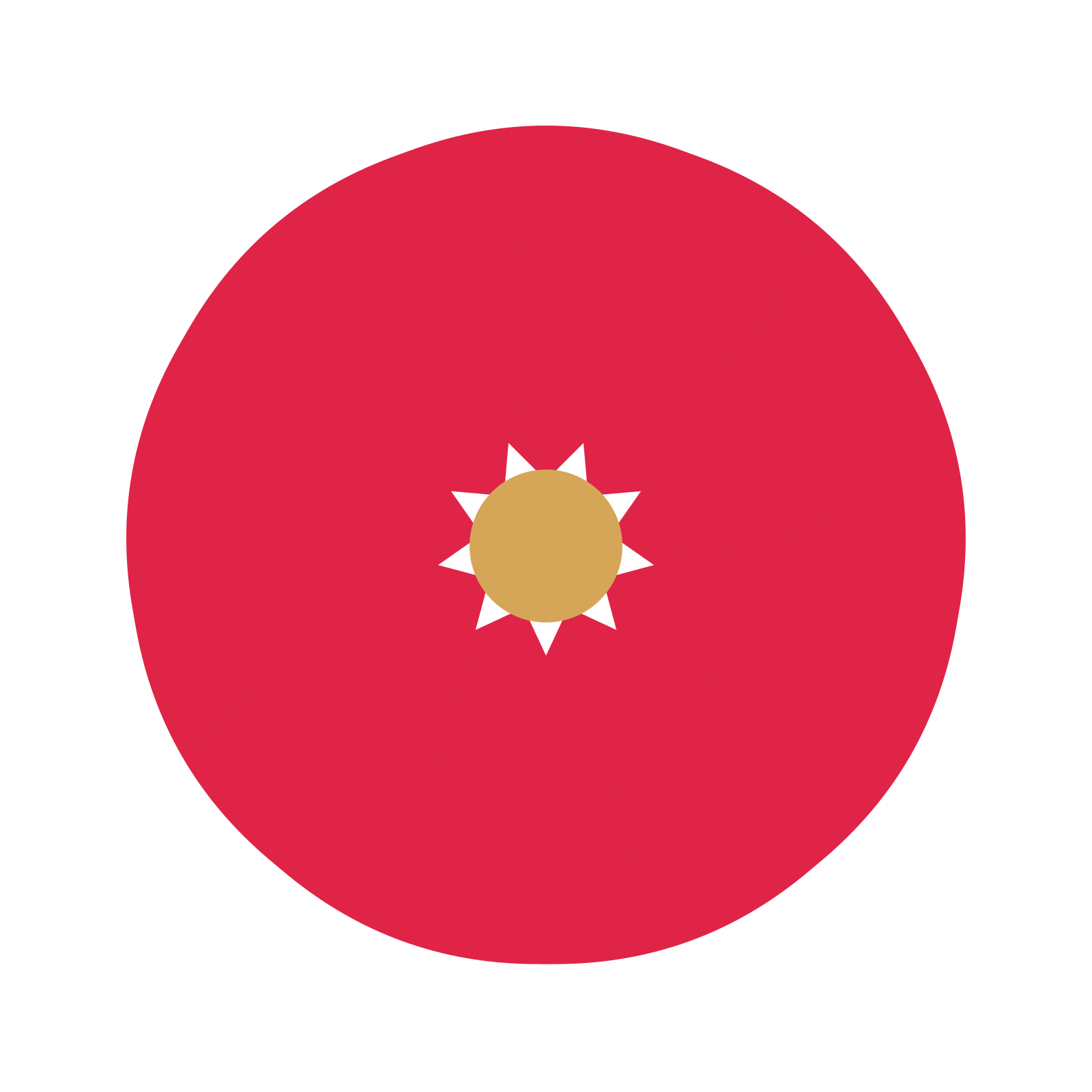 A 9-petal fan flower with a seed centre and a transparent background.