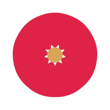 A 9-petal fan flower with a seed centre and a transparent background.