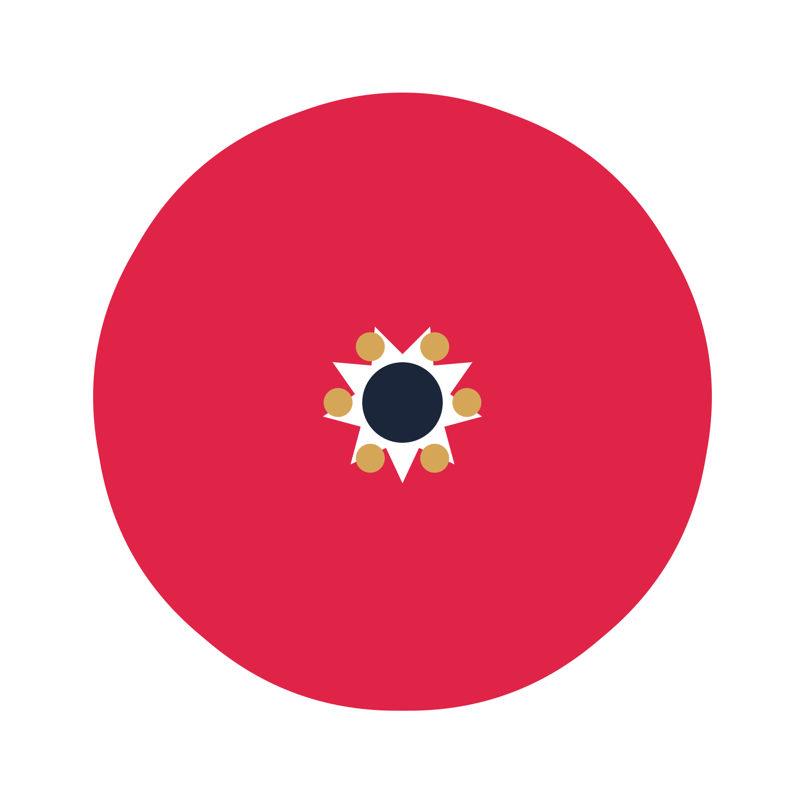 A 9-petal fan flower with a stamen centre and a transparent background.